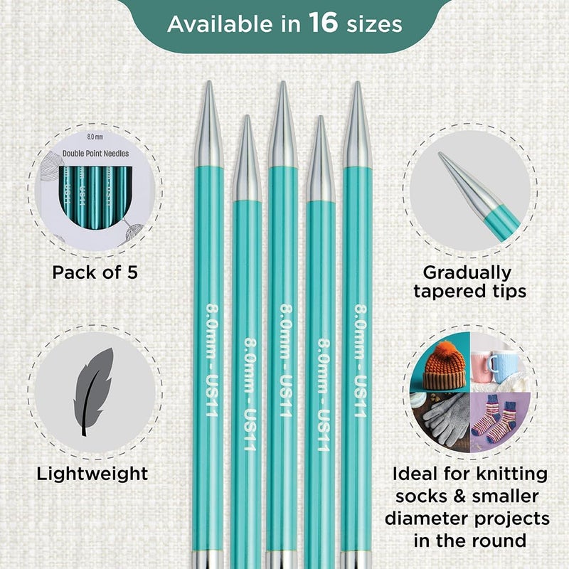 Knit Pro Zing Double Pointed Needles 6" (15cm) | US Size 11 (8mm) - Image 2